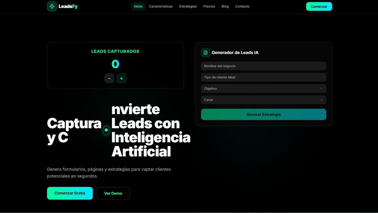 Leadora — Plataforma para captación de leads template preview