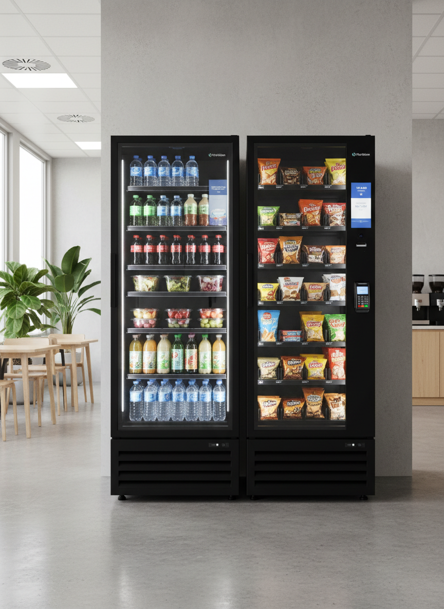 PicoVision Cooler and PicoVision Ambient smart vending units side by side