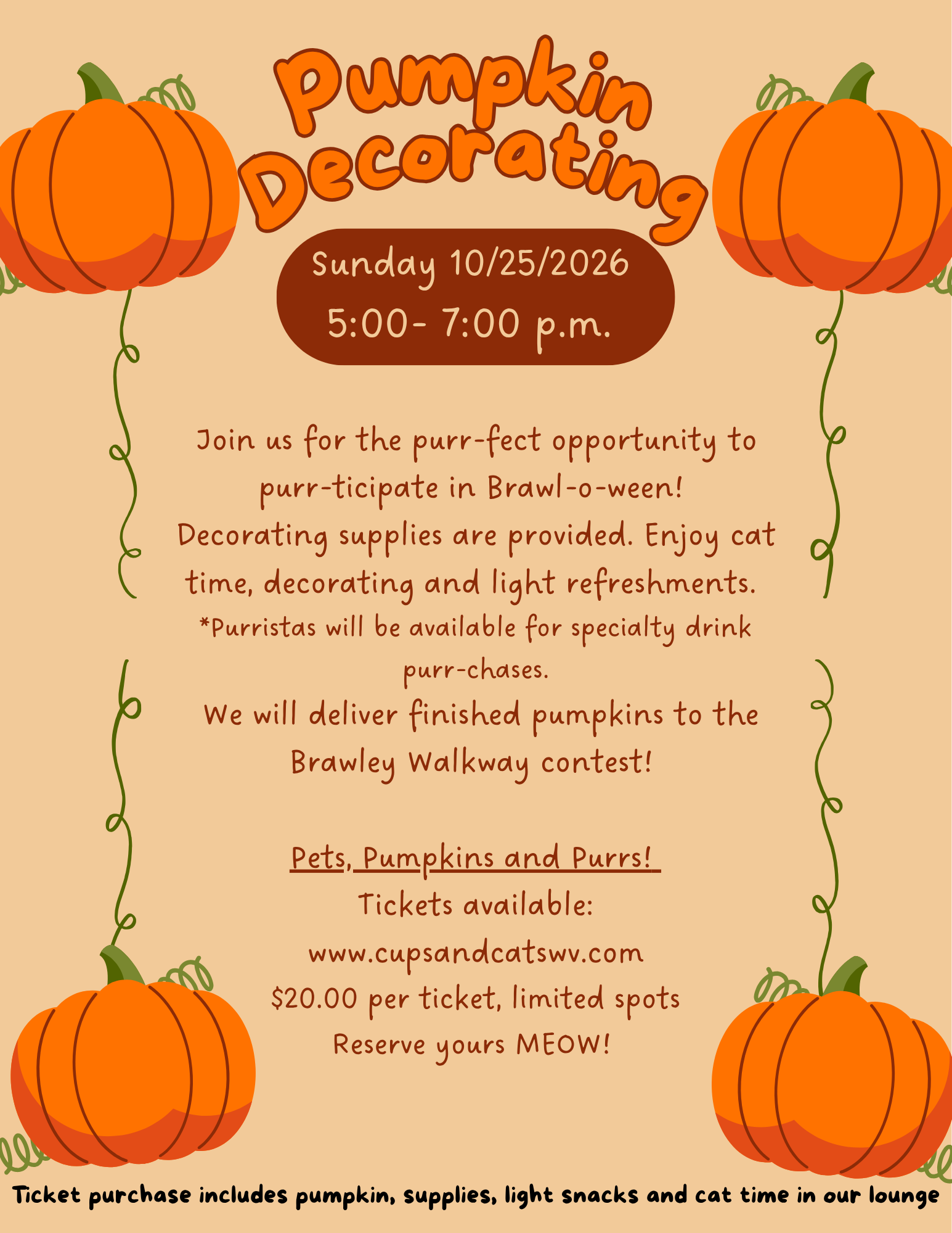 Pumpkin Decorating poster — Sunday 10/25/2026, 5–7 p.m.