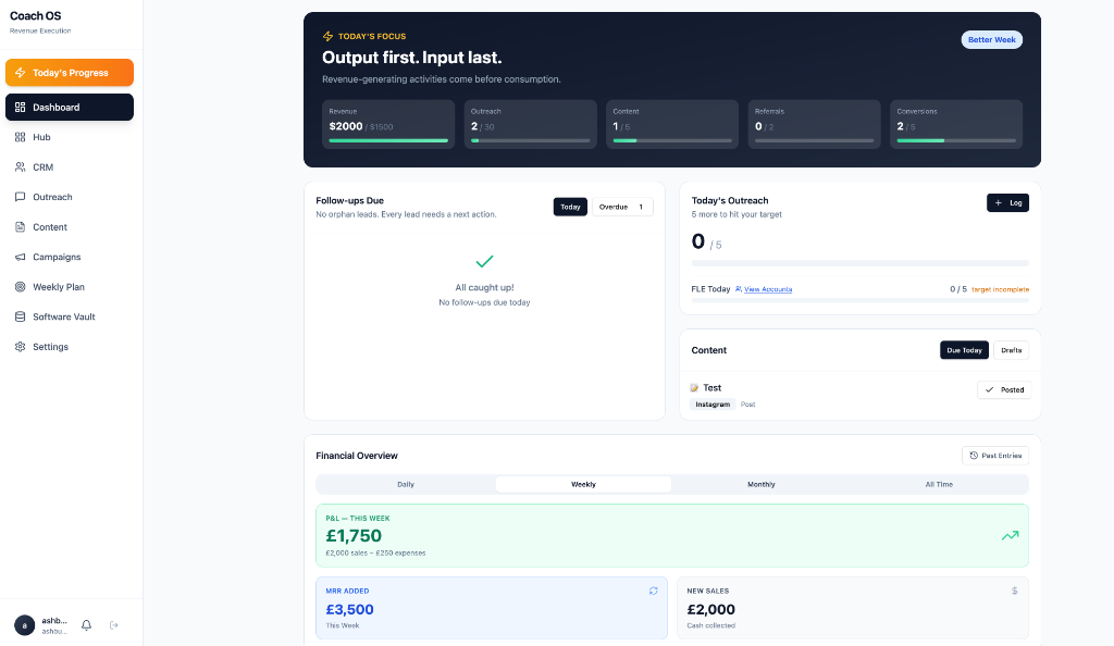 Custom CRM + Coaching Workflow System