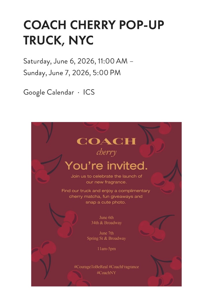 Coach Cherry Fragrance Pop-Up Truck