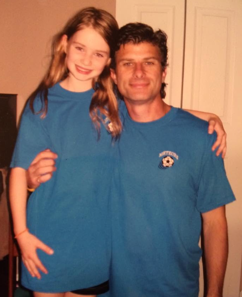 George Mrsic with daughter in Meteors soccer jerseys