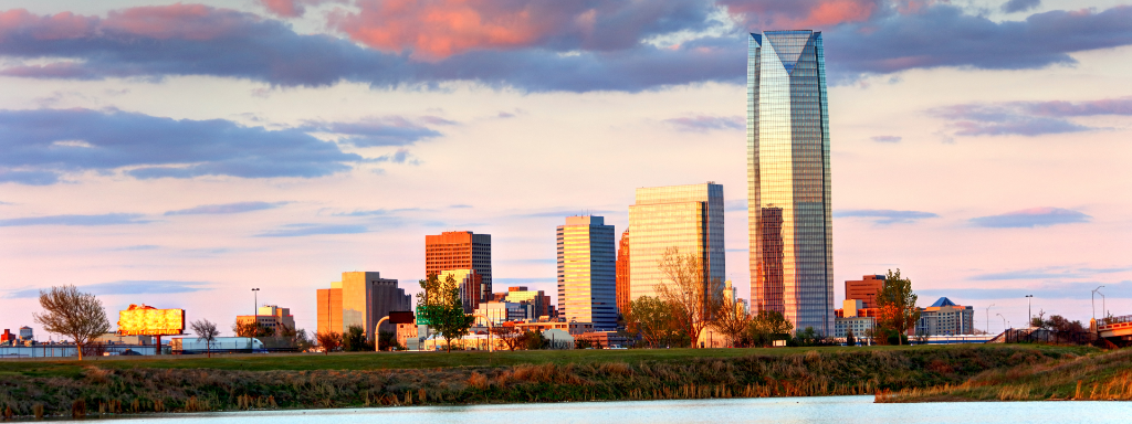 Oklahoma City skyline at sunset