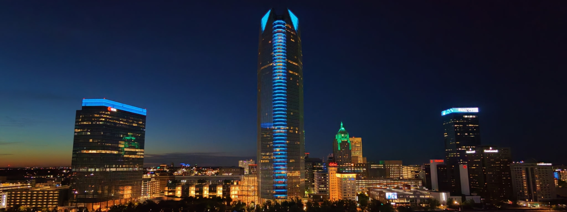 Oklahoma City skyline aerial view