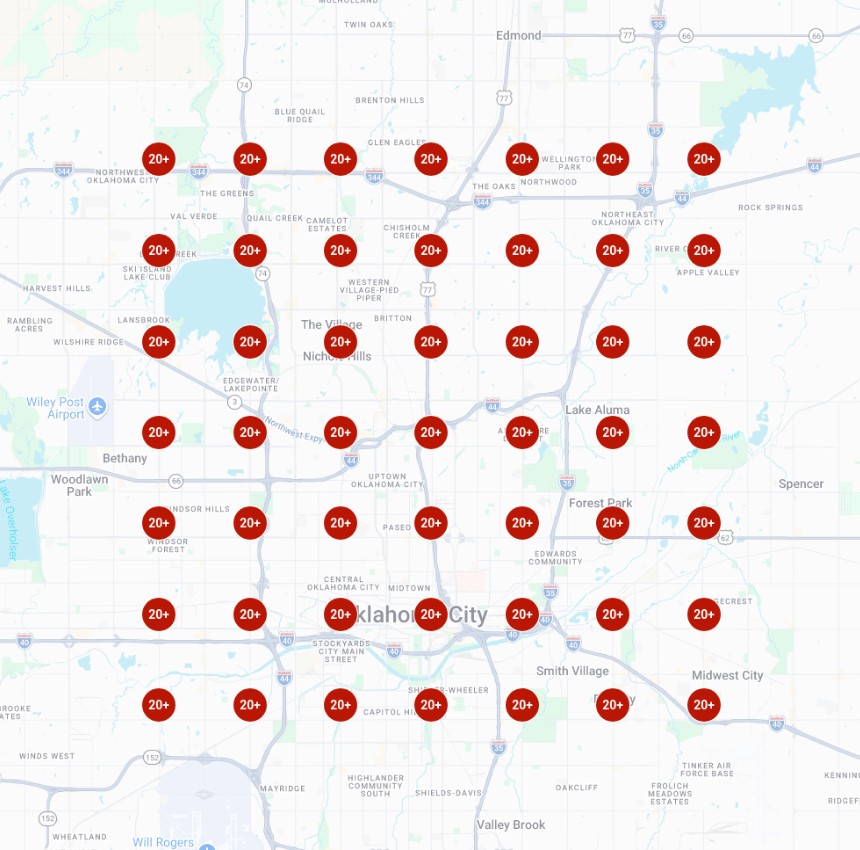 Google Maps ranking scan before optimization