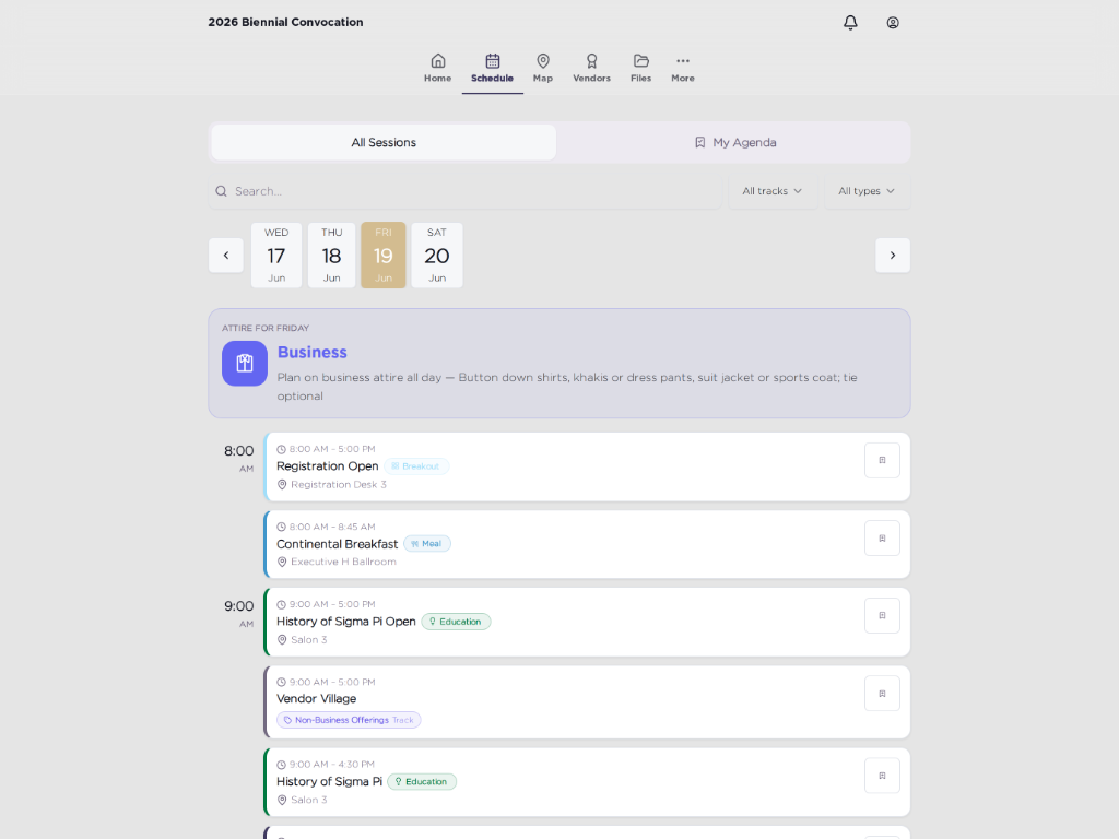 Schedule view on iPad