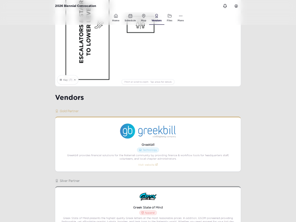 Vendor listing view on iPad