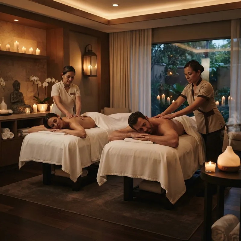 Two massage tables side by side in the private couples massage room at Zelica HealthLand
