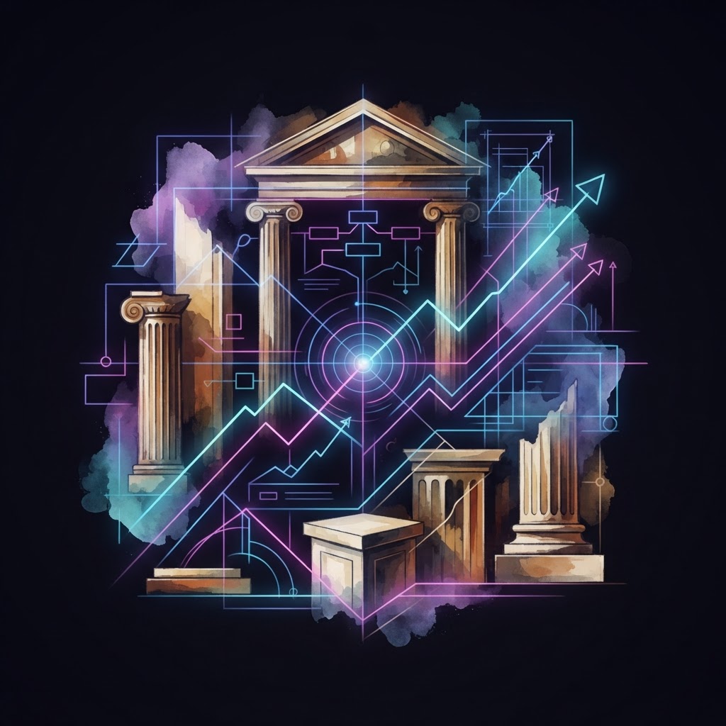 Neon line art representing AI agent governance, illustrating the strategic oversight provided by a fractional designer.