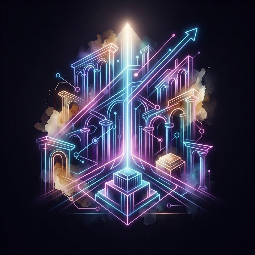 Abstract neon lines forming a geometric structure representing the fractional CxO advantage in Miami high-growth markets
