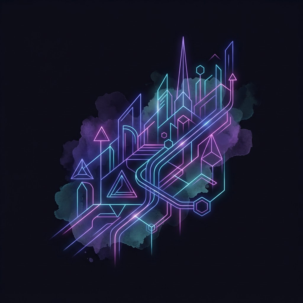 Abstract neon lines representing the Miami hyper-growth landscape and the strategic role of a Fractional CxO executive.