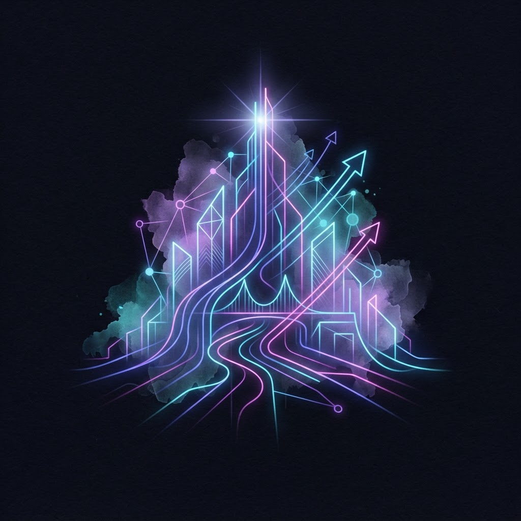 Neon line art representing fractional AI leadership and the CAIO mandate to orchestrate complex intelligent systems.