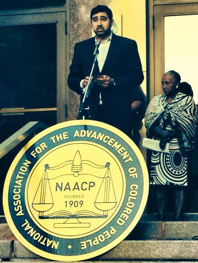 Speaking at NAACP rally