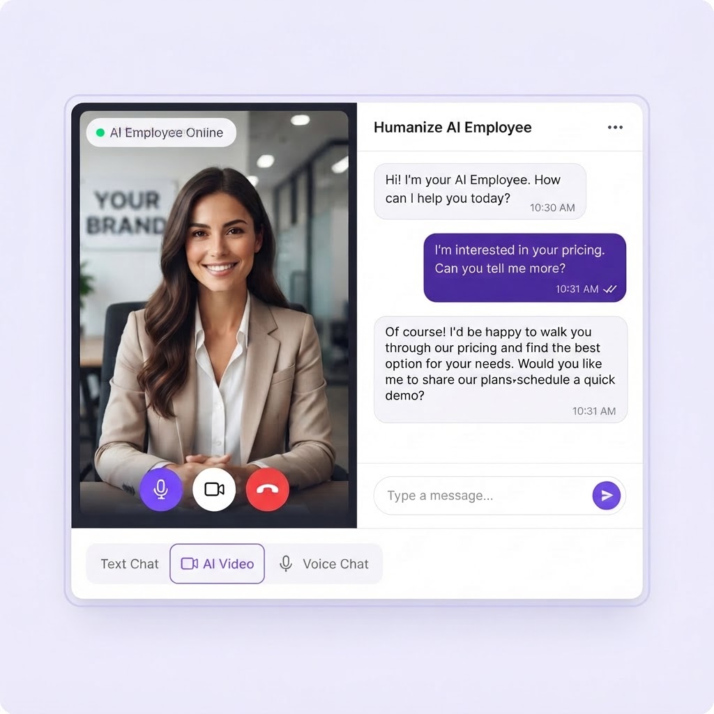 Humanize Chat AI Employee widget preview
