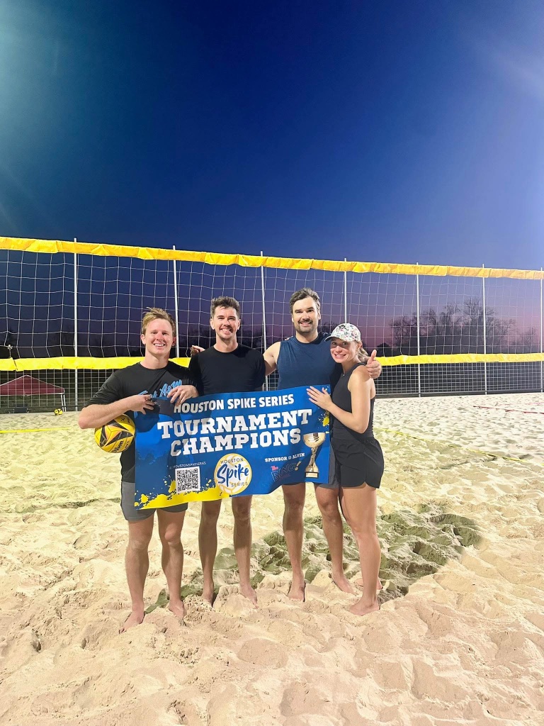 Tournament champions with banner