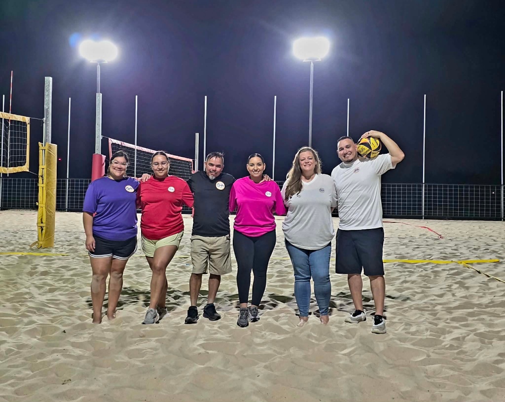 Houston Spike Series team on the court at night