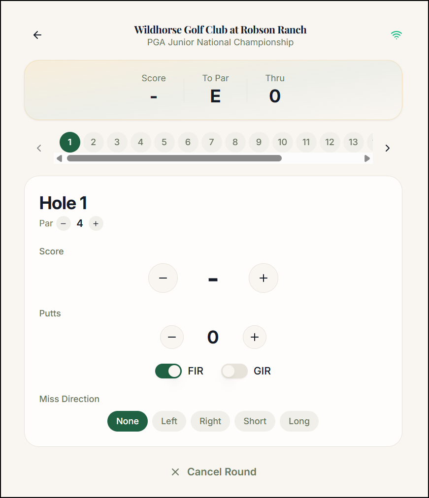 Live Round Scoring