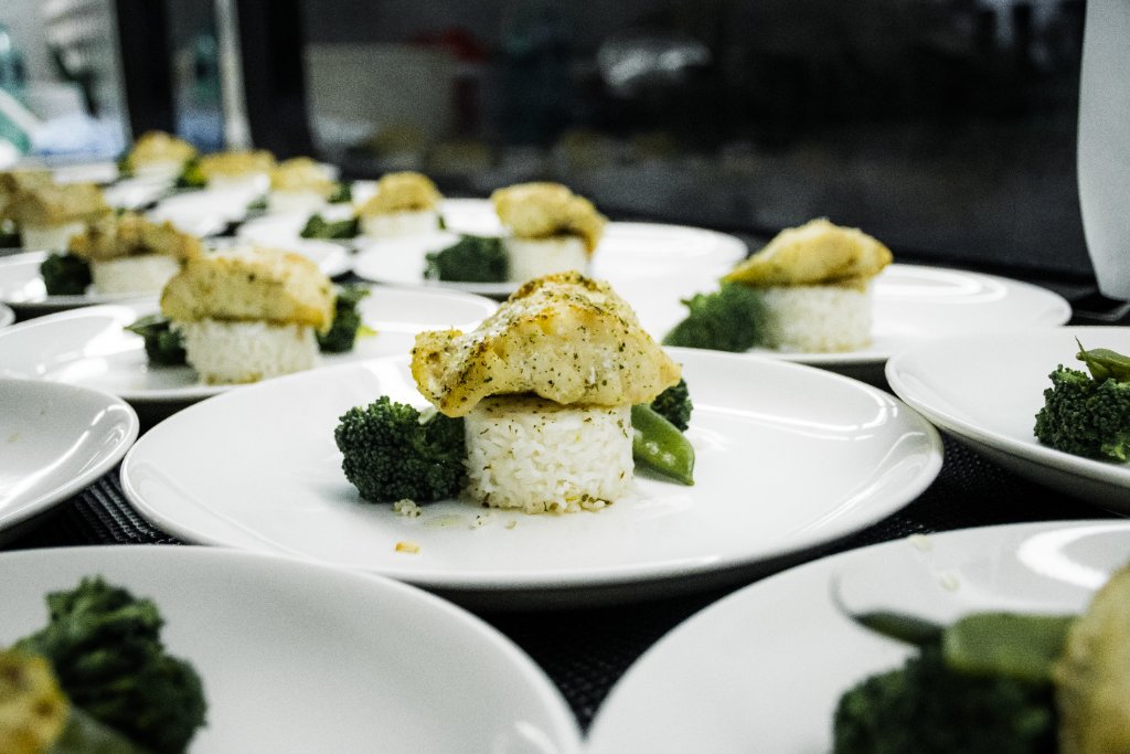 Plated dishes for service