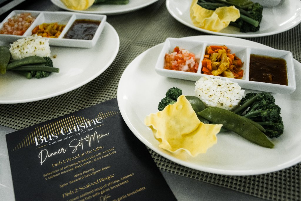 Dinner set menu with seafood
