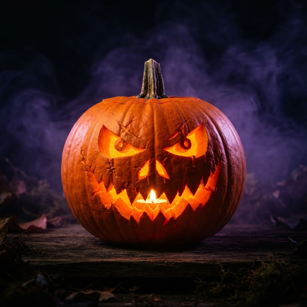 Glowing jack-o-lantern