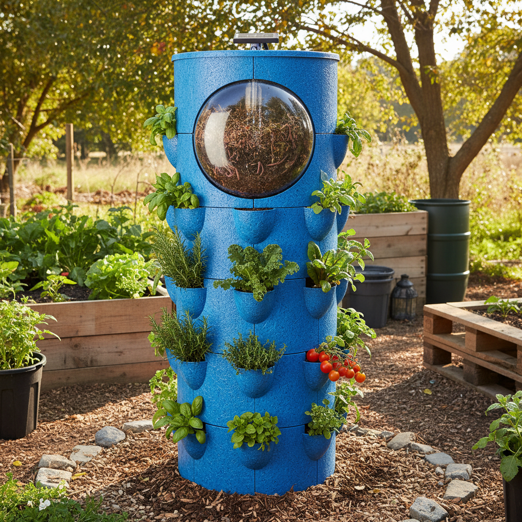 Grow Barrel with Integrated Worm Farm (Blue)