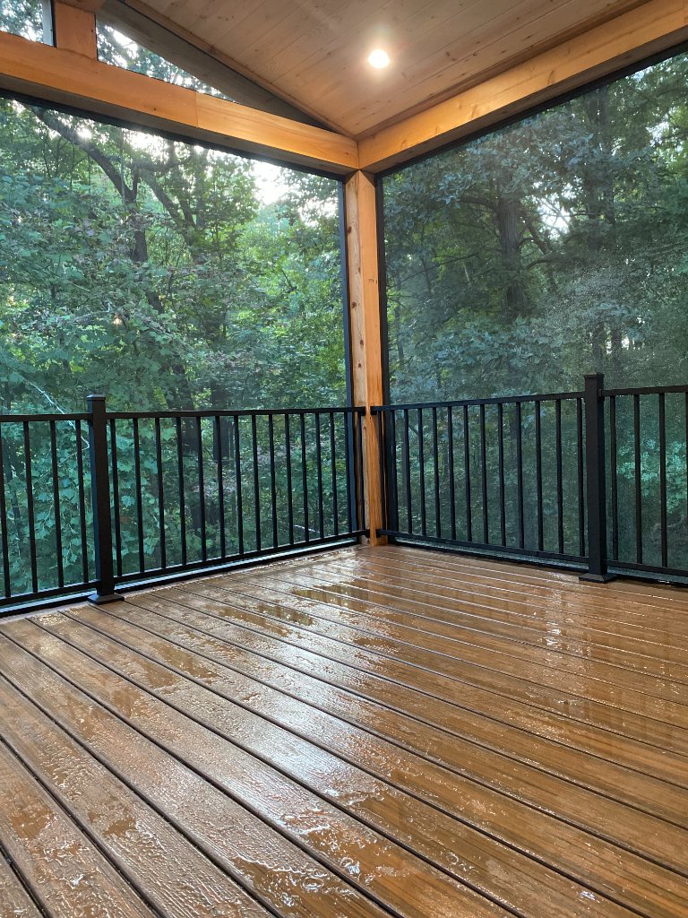 Cedar screen room interior