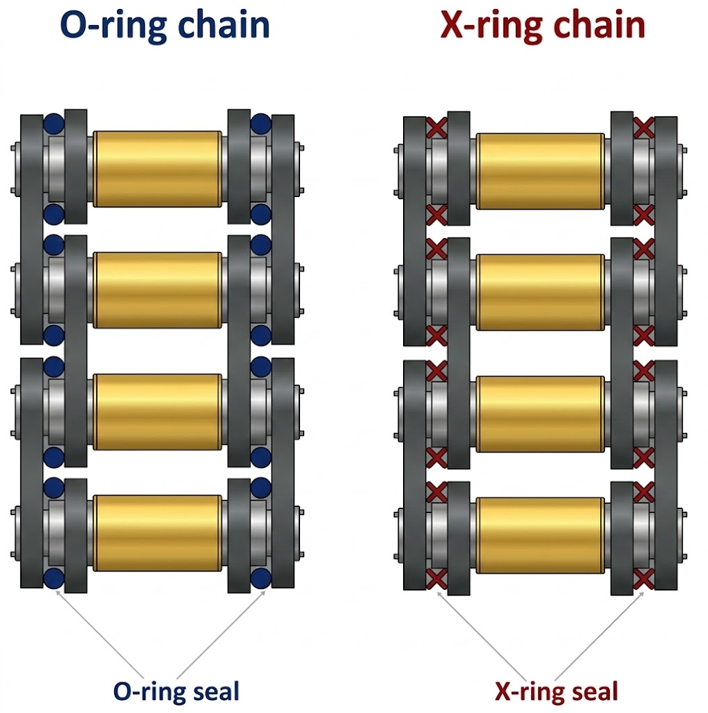 Perbandingan reka bentuk seal rantai O-Ring vs X-Ring