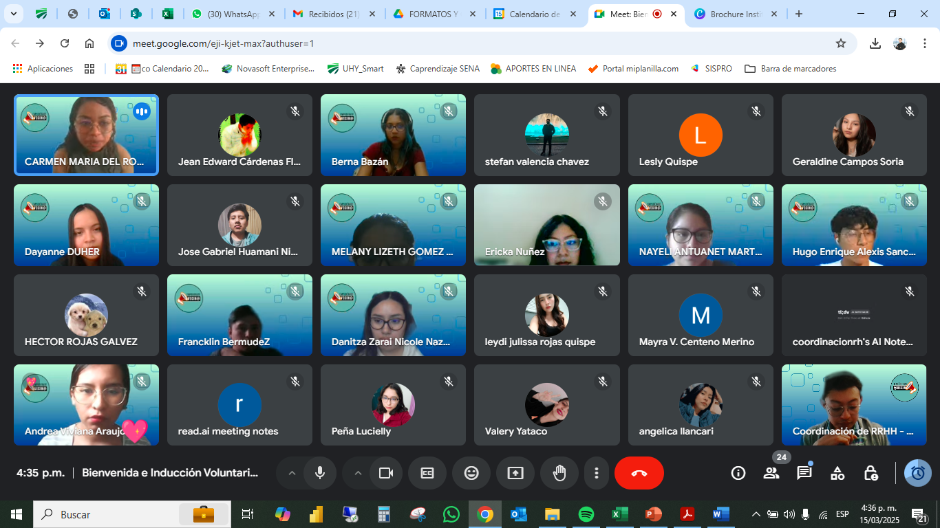 Bienvenida e inducción de voluntariado por videollamada