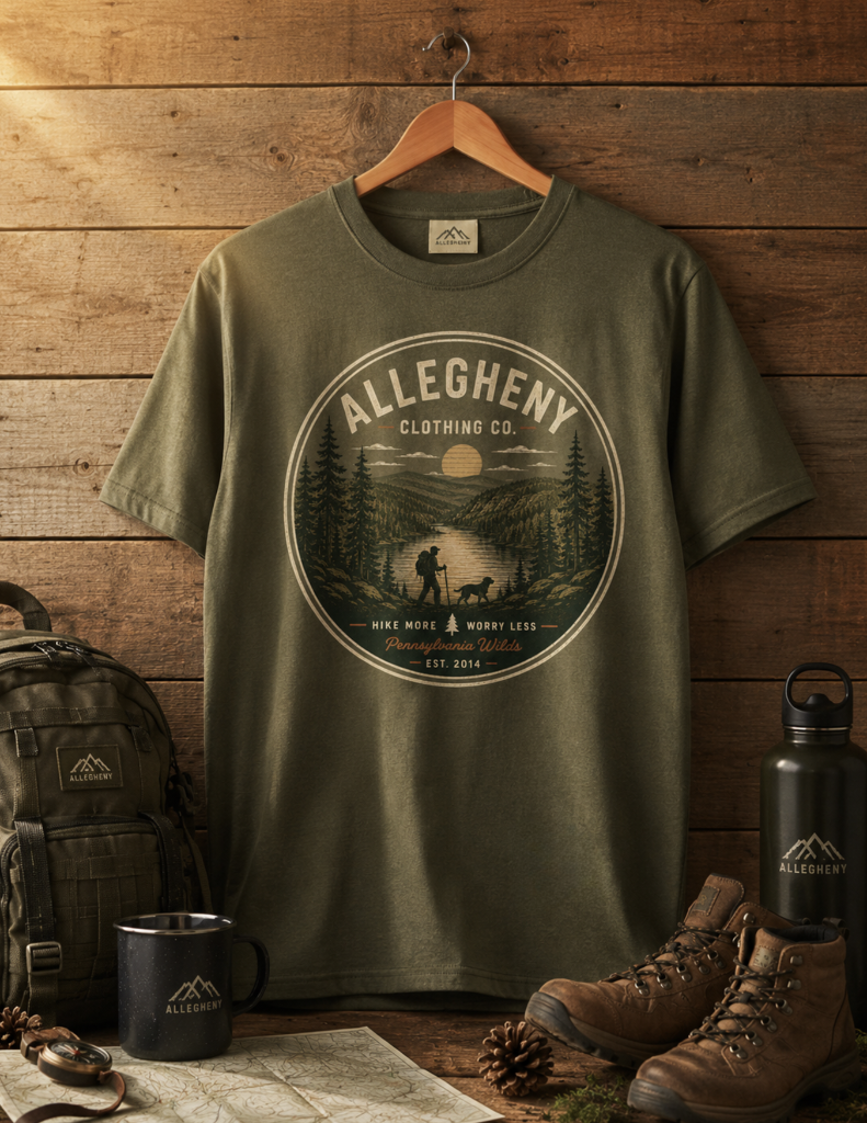 Hike More Worry Less Tee — Military Olive