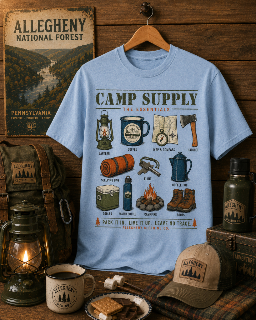 Camp Supply Tee — Heather Sky Blue