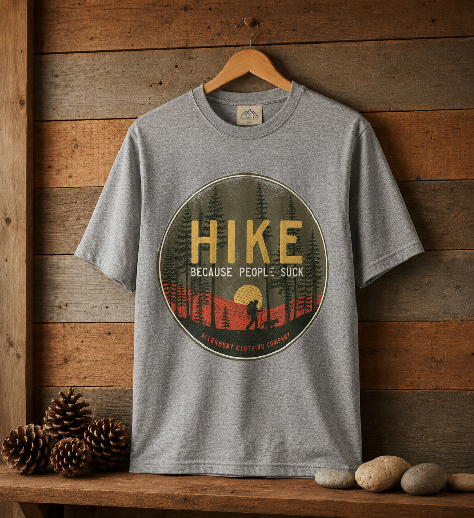 Hike Because People Suck Tee — Sport Grey