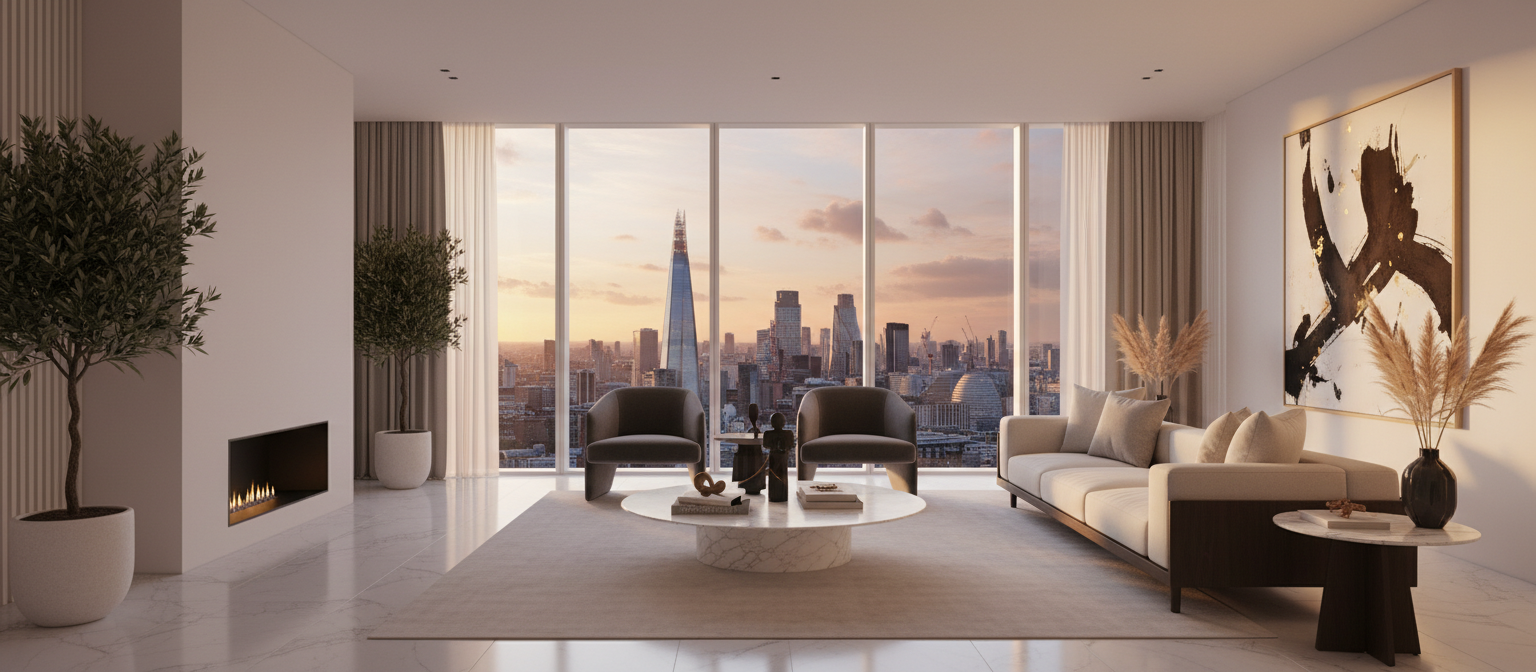 Clean, bright London living room