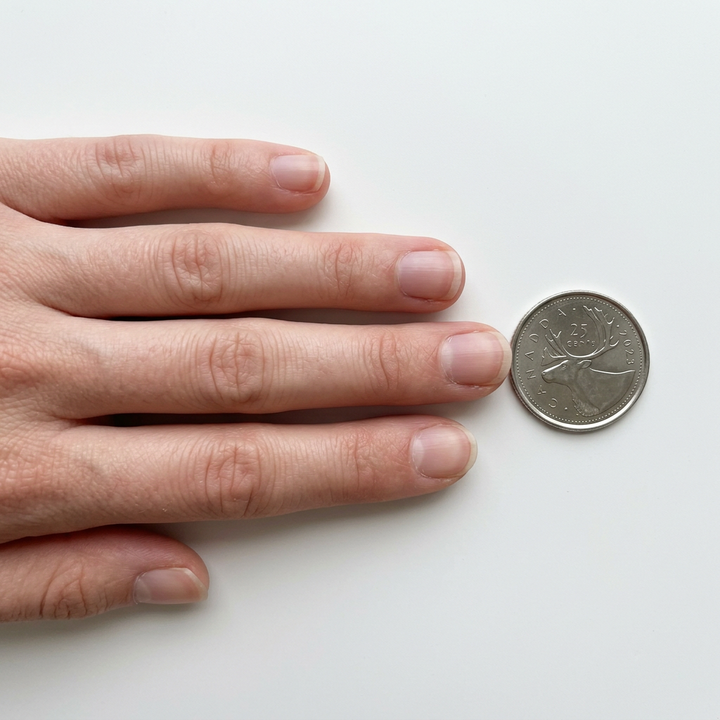 4 fingers next to a Canadian quarter for sizing