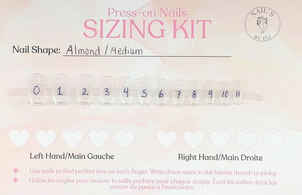 Nail sizing kit guide