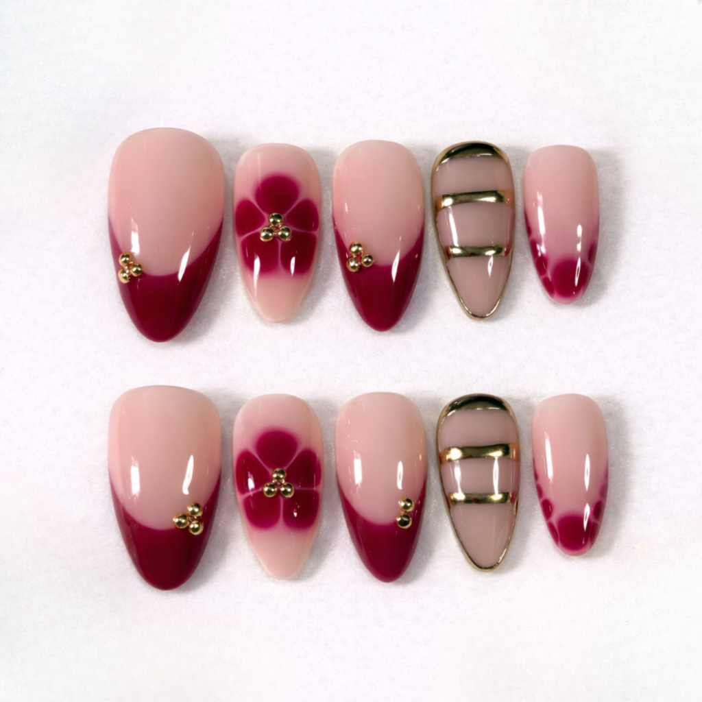 Red Floral + Gold Set