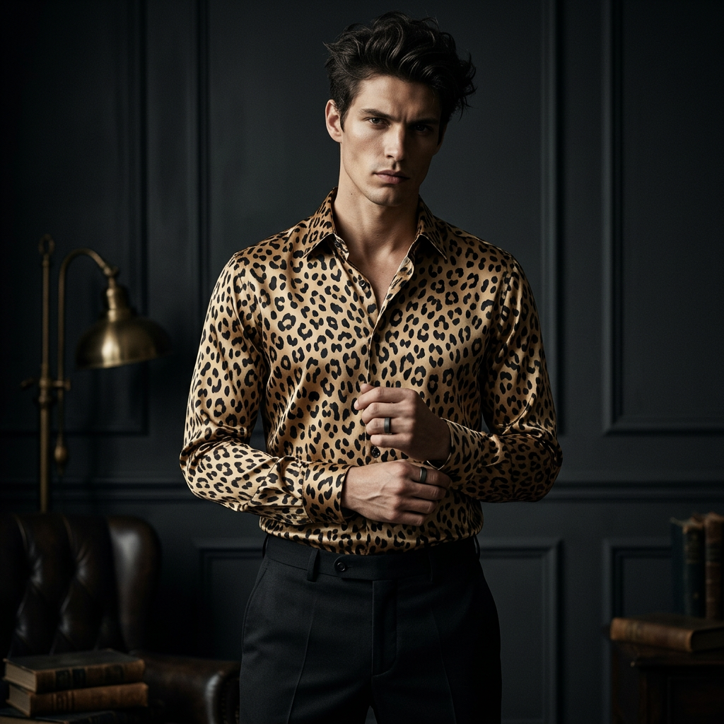 Kemeja Leopard Print — Noir Edition