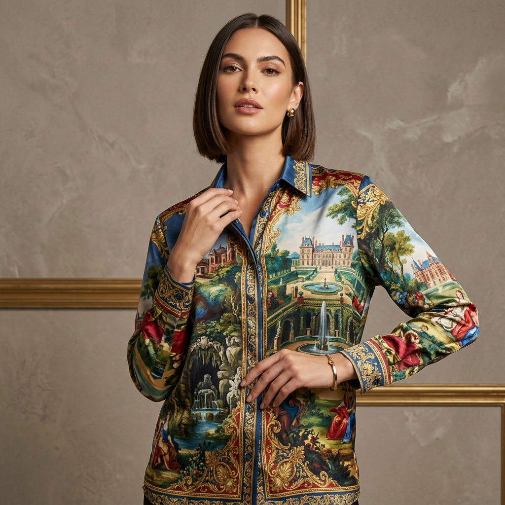 Kemeja Baroque Print Wanita — Eden