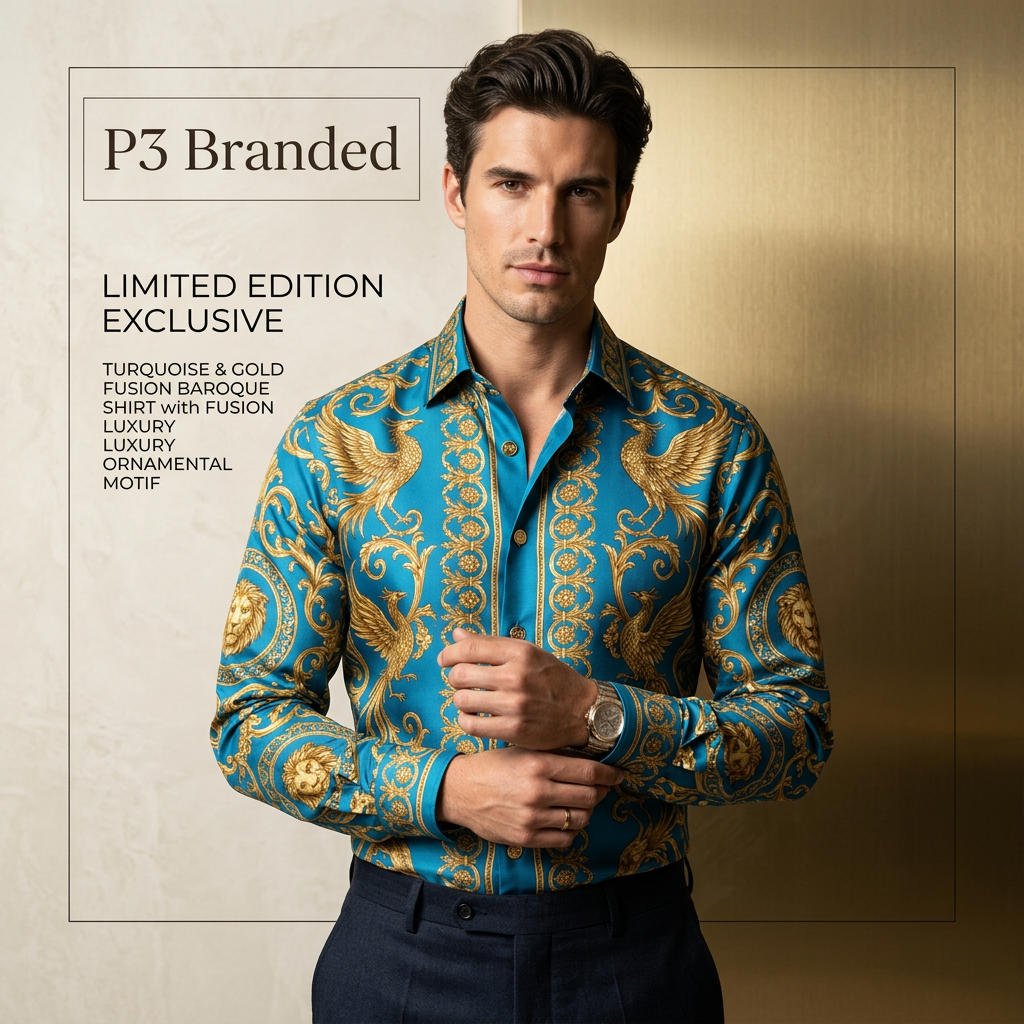 Kemeja Baroque Turquoise Gold — Eden Noir