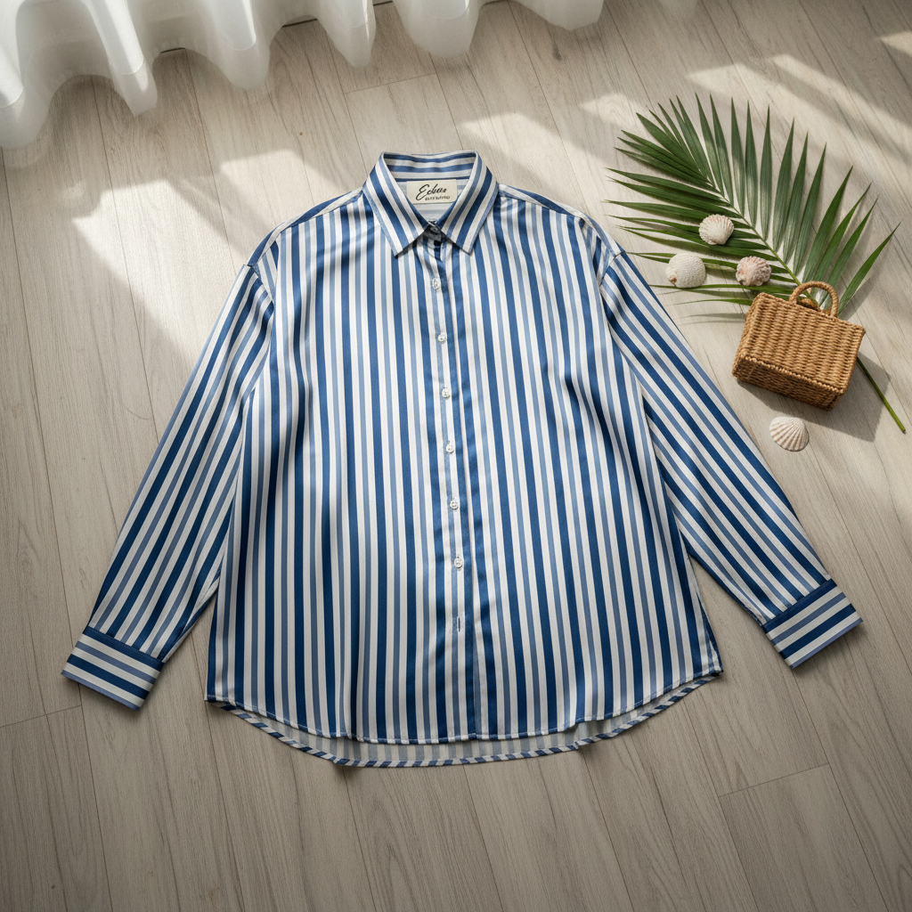 Kemeja Stripe Biru Putih Classic