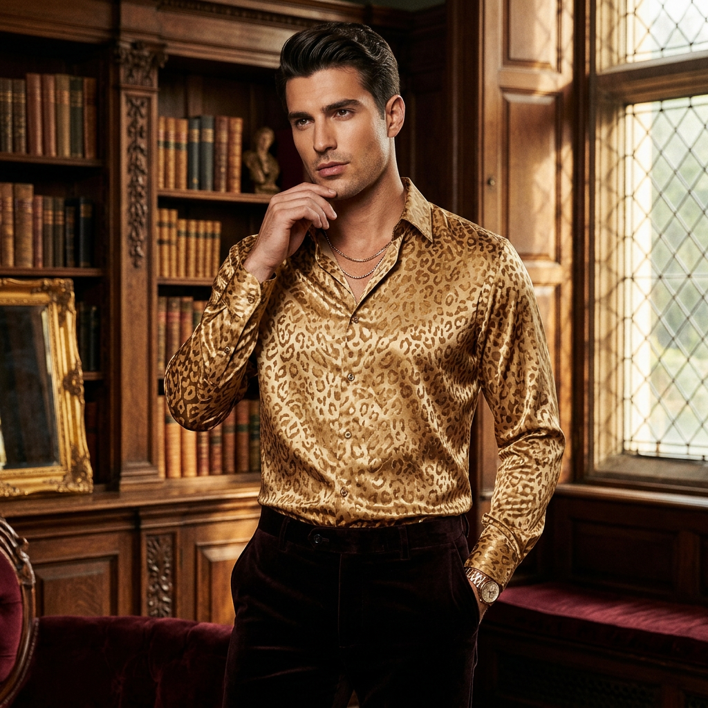 Kemeja Leopard Print — Gold Edition