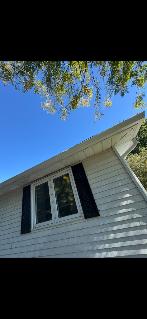 Clean gutters and refreshed siding after True Shine gutter cleaning service