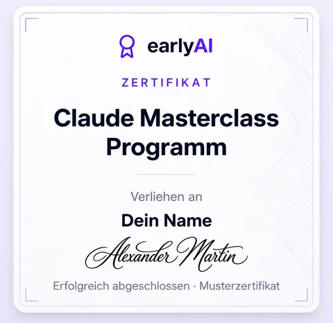 Musterzertifikat für das Claude Masterclass Programm