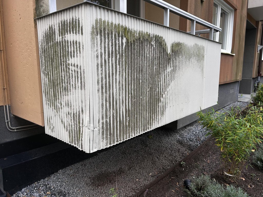 Tak före tvätt - betong mossa