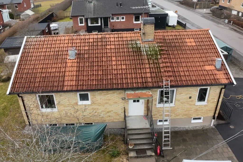 Tak före tvätt - drönarbild