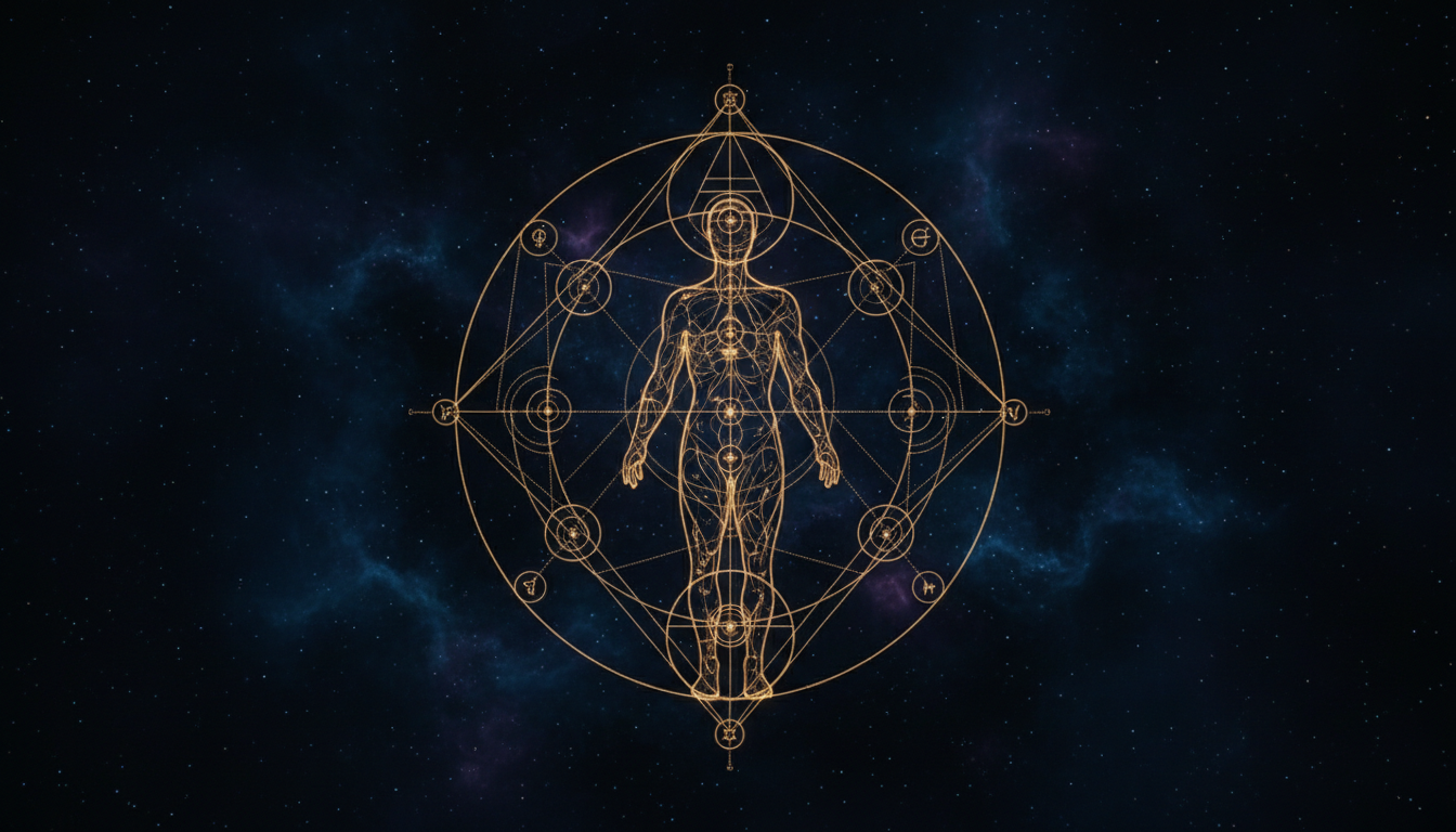 Human Design BodyGraph sacred geometry mandala — the nine centers
