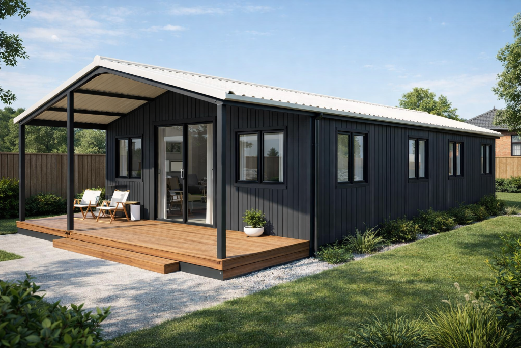 Completed expandable cottage in a natural Australian setting