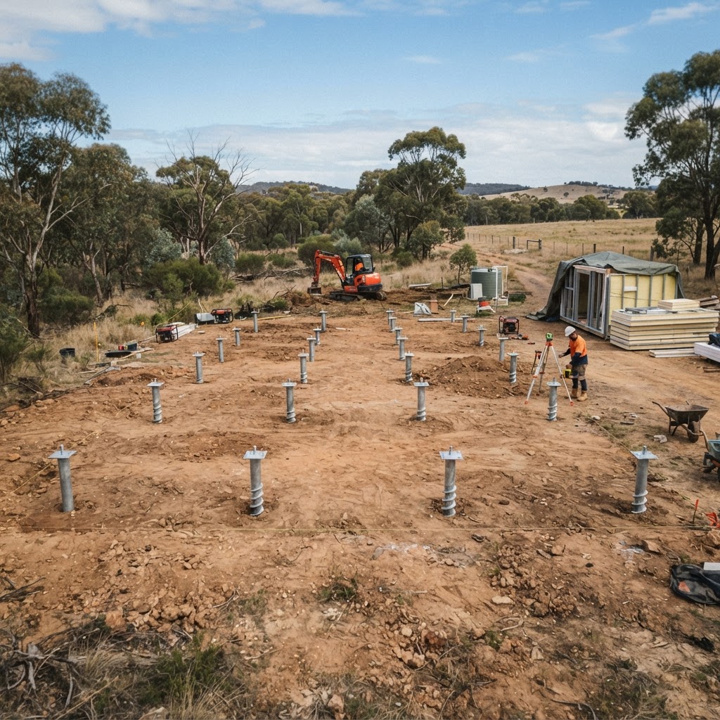 Site preparation and engineered footings.