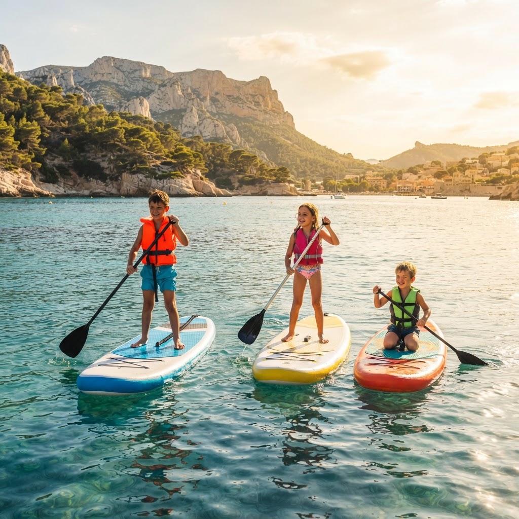 Initiation paddle SUP débutant La Ciotat — stand-up paddle bord de mer Méditerranée BSB Azur Loc