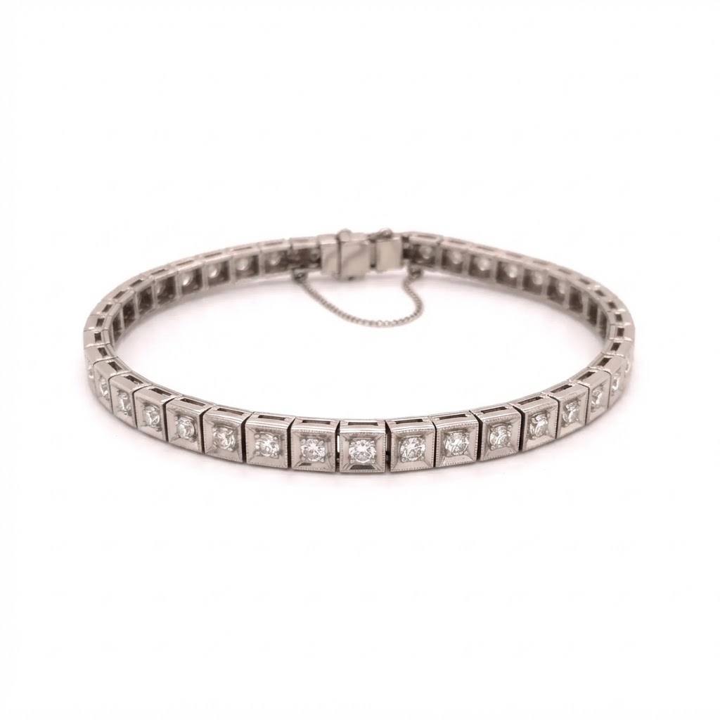 Art Deco Platinum and Diamond Tennis Bracelet
