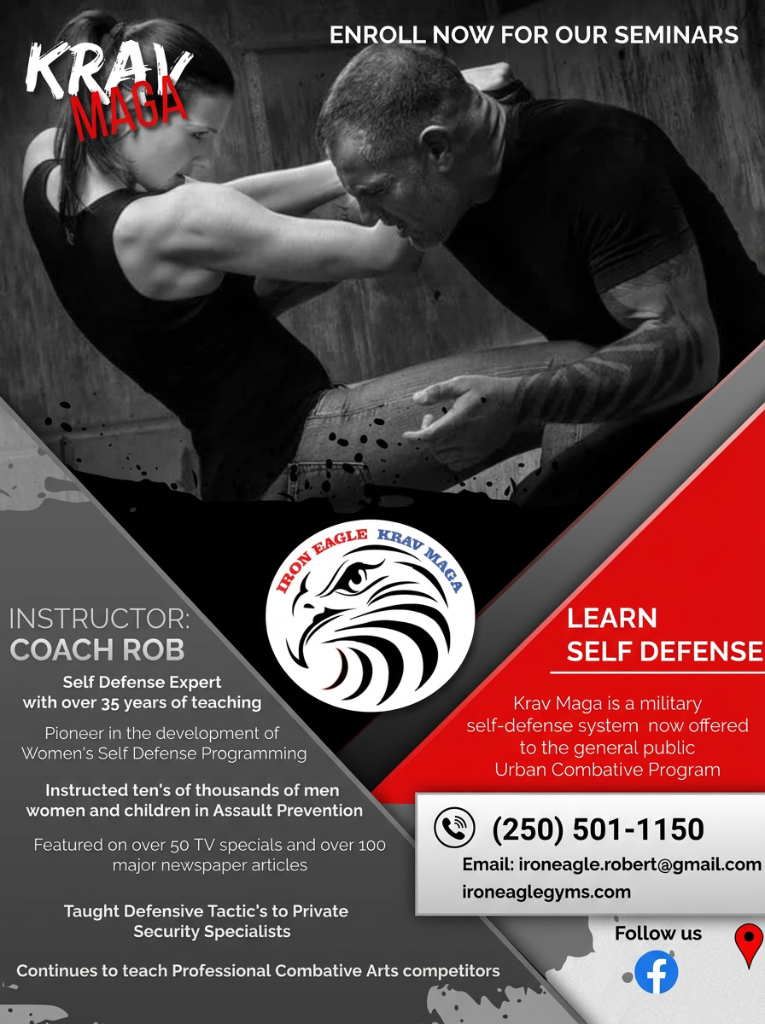 Krav Maga Self Defense Seminar flyer — Iron Eagle Gyms, Coach Rob